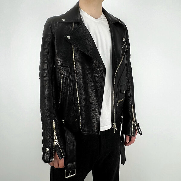 Кожаная куртка косуха Balmain