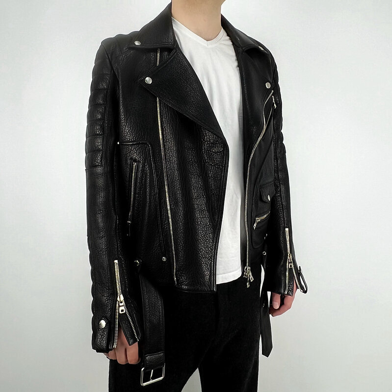 Кожаная куртка косуха Balmain